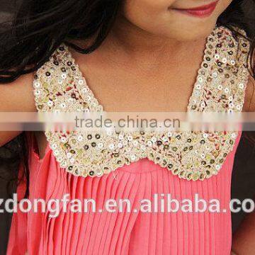 2017 Christmas Dress Chiffon With Gold Sequin Collar Dress Baby Kids Summer Dress photo-6