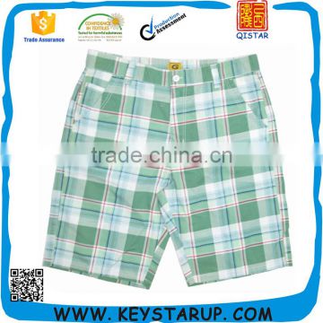 Green And White Plaid Chino Shorts Men Cheap Price