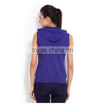 Newest Style Cotton Females Sleeveless Gym Hoodie Cheap photo-3