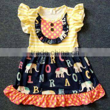 girl toddler clothing dress wholesale remake from China with yellow dot stripe