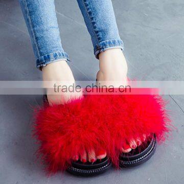 One Word Outside Cool Wearing Fur Plush Slippers photo-3