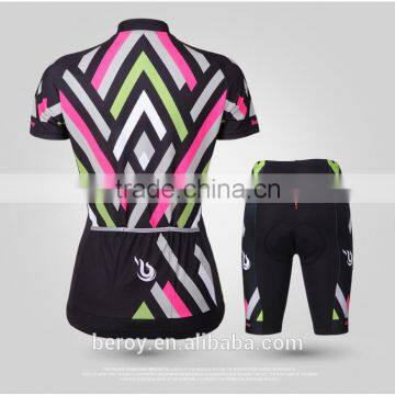 BEROY Geometrical Short Sleeve Garment Cycling Sets for Ladies,specialized Indoor Cycling Bike Clothes photo-2