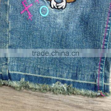 Girls Medium Dark Blue Wash Denim Bermuda Jeans With Raw Bottom Hem #29BEH0014 photo-6