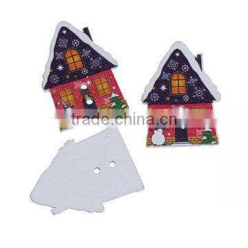 Wood Sewing Buttons Scrapbooking 2 Holes Village House Multicolor Christmas Snowman Pattern photo-3