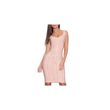 New woman 2016 summer sleeveless pink spaghetti strap form mannequin reception dress above knee
