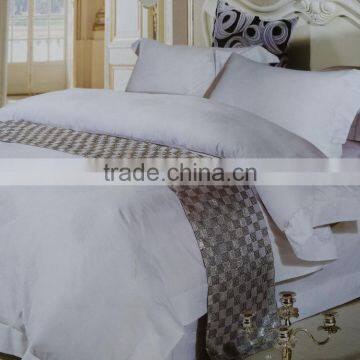 4 pieces plain dyed silk cotton satin jacquard embroidery bed sheet set