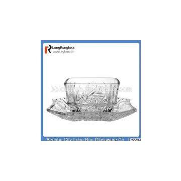 LongRun crystal cut glass home dinner sets square bowl and plate