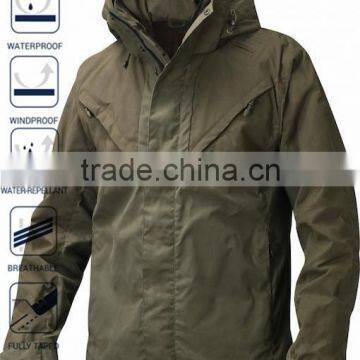 Waterproof Green Woodland Men Winter Jackets with detachable hood