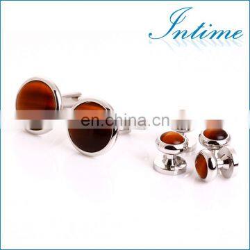 TIGERS EYE CUFFLINK SET FORMAL SET IN SILVER photo-3