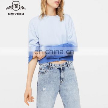 2017 New Fashion Gradually Changing Color Pullover Women Casual Sweatshirt