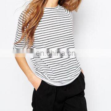 Old fade stripe styles wholesale striped t-shirt for lady