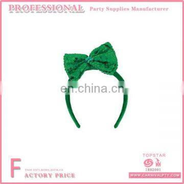 Irish Party Decoration Sequin Dark Green Bowknot Irish Headband For Irish Festival