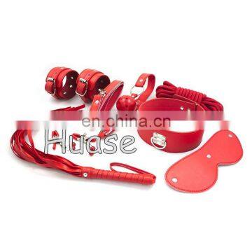 Sex Adult Bondage Toy Set 7pc Bondage Love Kit Blindfold, Collar, Wrist Restraints, Ball Gag, Whip, Nipple Clamps& Cotton Rope photo-3