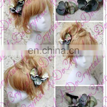 Aidocrystal Green Flower Hair Pins, Wedding Flower for Bridal Hair Clip,hair Piece With Pearls Set of 2 Hair Accessories photo-2