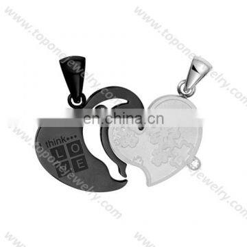 Wholesale stainless steel couple pendant necklace steel heart pendant