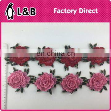 2017 new arrival colorful 3D flower embroidery lace trim for decoration