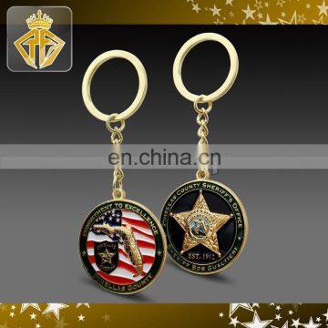 Shiny Gold 3D Medal Keychain with Hard Enamel Colored