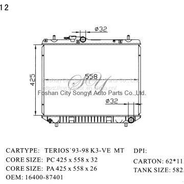 Hot Sale Car Radiator for Daihatsu Terios ′93-98 K3-Ve Mt