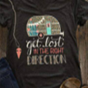Printed v-neck T-shirt with short sleeves