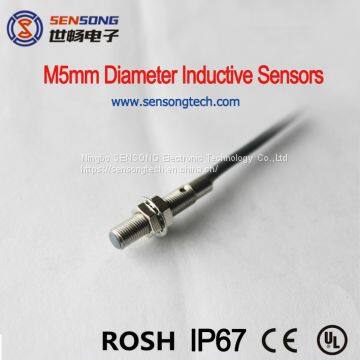 M5mm diameter Stainless Steel Body Flush Ultra-Mini Inductive Proximity Sensor 10-30VDC NPN-PNP-NO-NC 2m PVC Cable