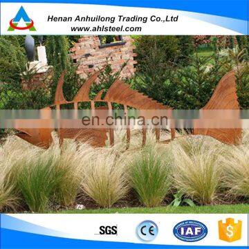 Outdoor fish shape garden corten steel sculpture