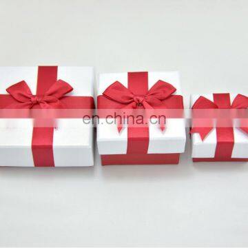 Jewelry Package Paper Gift Box Red Ribbon Bow-knot 3 3/4-Inch by 3 3/4-Inch