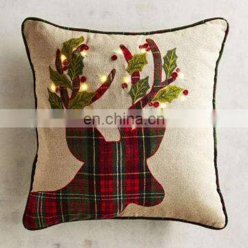 Light LED Christmas Cushion With Embroidered Pillow Cover Decorative