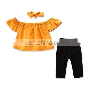 Girls Summer Outfit Toddler Yellow Tops + Black Pants Set Spring Summer Clothing for 1-6T photo-3