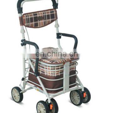 8 wheels Aluminum Iron heavy duty old man shopping cart foldable removeable rolator walker with seat and brake