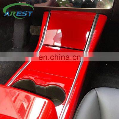 Glaze red color For Tesla Model 3 Central Control Water Cup Holder Panel patch Cover Model Y accessories Decoration