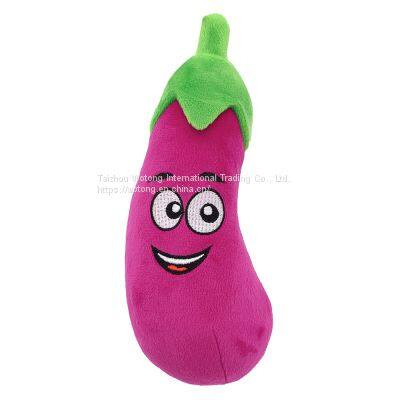 Bite Resistant Custom Interactive Eggplant Plush Pet Chew Squeaky Dog Toys