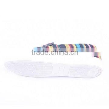 Colorful Upper Fashion Flyknit Girls Wholesale Thick Sole Canvas Flat Shoes photo-6