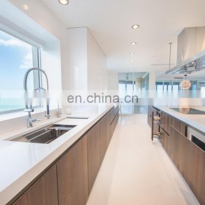 modern minimalist eat-in flat pack white lacquer sink kitchen cabinet with island