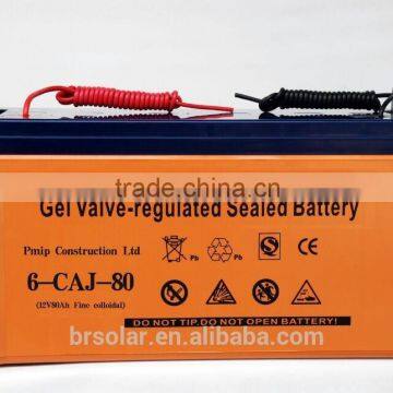 Rechargeable Gelled High Capacity Solar Battery, 80Ah 12V photo-1