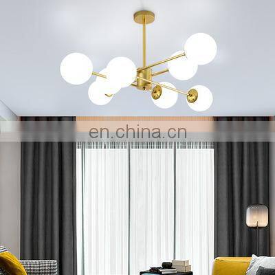 Modern Living Room Nordic Ball Chandelier Hall Vintage Glass Kitchen Gold Pendant Light