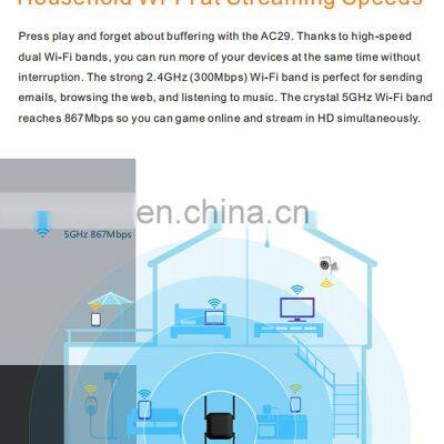 5G Wireless WiFi Repeater WiFi 2.4G 5Ghz Wi-Fi Booster 300Mbps 1200Mbps 5ghz Long Range WiFi Signal Extender photo-4