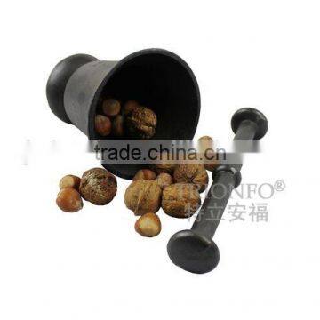 pre-seasoned vegetable oil coating cast iron mortar and pestle