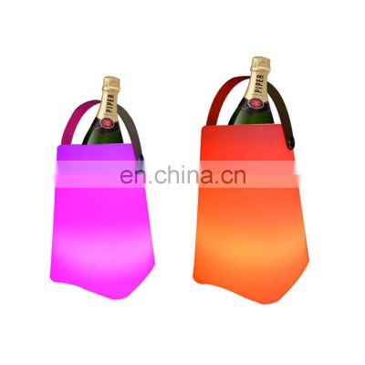 luminous rechargeable champagne led wine cooler cordless Portable plastic lantern cube music speaker with led lighting