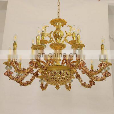 European Zinc Alloy Gold Crystal Candle Chandeliers Pendant Lights For Living Room
