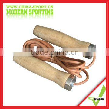 Leather Gym Jump Rope with Wooden Handle