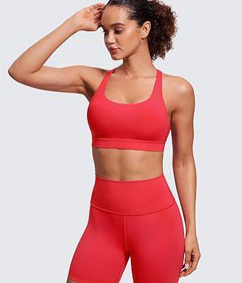 YOGA Women's Strappy Sports Bras Fitness Workout Padded Yoga Top Criss Cross Back Cami