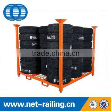 Foldable steel stacking tire pallet