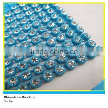 Plastic Diamond Banding Sew on Ss16 4mm Crystal Sky Blue Banding 1x130 Pcs 10 Yards