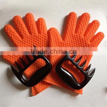 Silicone BBQ Cooking Grill Glove Mitts and Meat Shredder Bear Claw Set