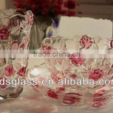 concise style glass fruit bowl 3pcs(vase+plate+bowl)