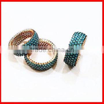 fashion 925 sterling silver pave turquoise women men wedding band ring