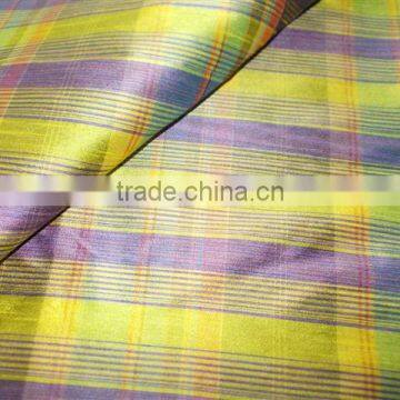 Polyester dupion check fabric