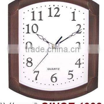 Plastic Material Decorative Wooden Color Quartz Wall Clock
