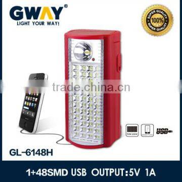 Rechargeable emergency light for camping outside,1W+48pcs of 2835 SMD LED ,battery charging led