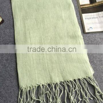 Wholesale Korean Fashion Solid Color Plain Tassel Women Linen Scarf photo-4